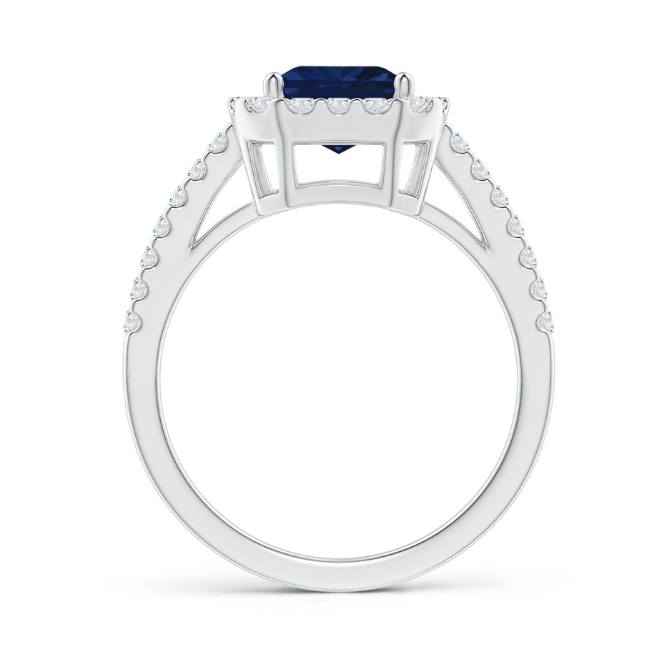 9x7mm AAA Emerald-Cut Blue Sapphire Halo Ring in White Gold side 199
