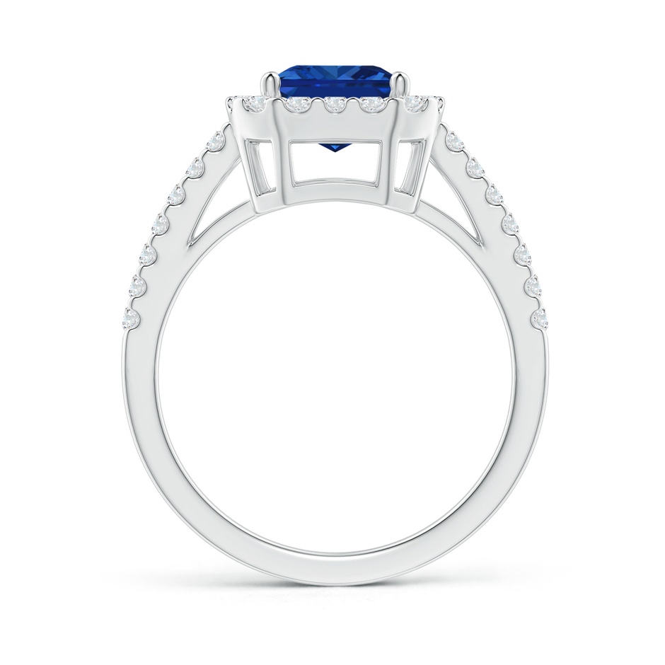 9x7mm Lab-Grown Emerald-Cut Blue Sapphire Halo Ring in White Gold side 199