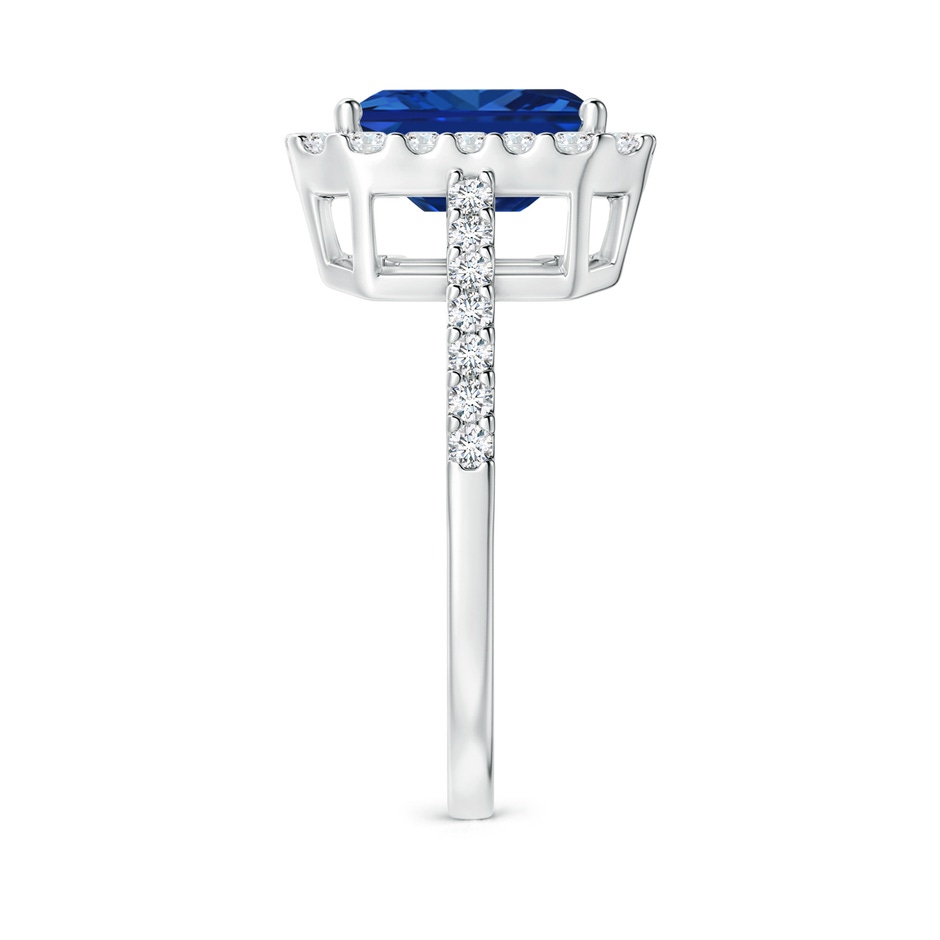 9x7mm Lab-Grown Emerald-Cut Blue Sapphire Halo Ring in White Gold side 299