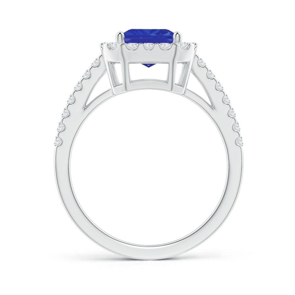 9x7mm AAA Emerald-Cut Tanzanite Halo Ring in White Gold side-1