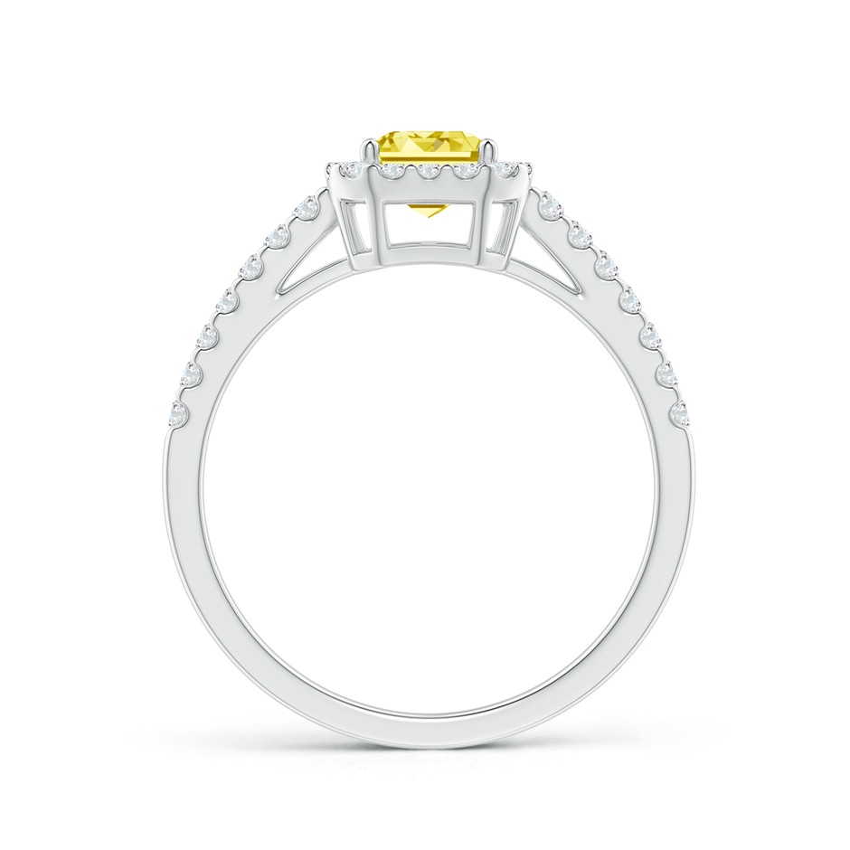 5x3mm AAAA Emerald-Cut Fancy Intense Yellow Diamond Halo Ring in P950 Platinum side 199