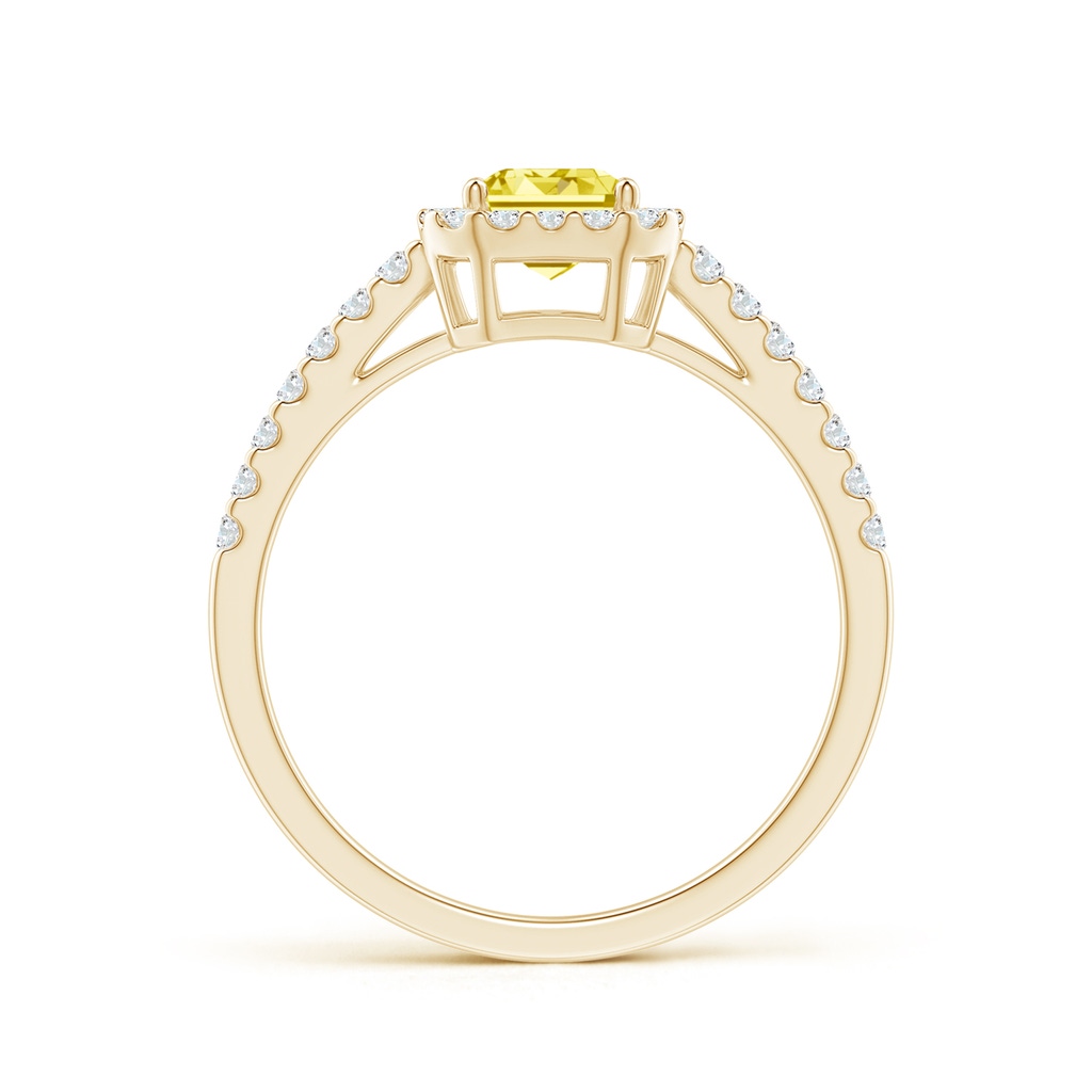 5x3mm AAAA Emerald-Cut Fancy Intense Yellow Diamond Halo Ring in Yellow Gold - side 199