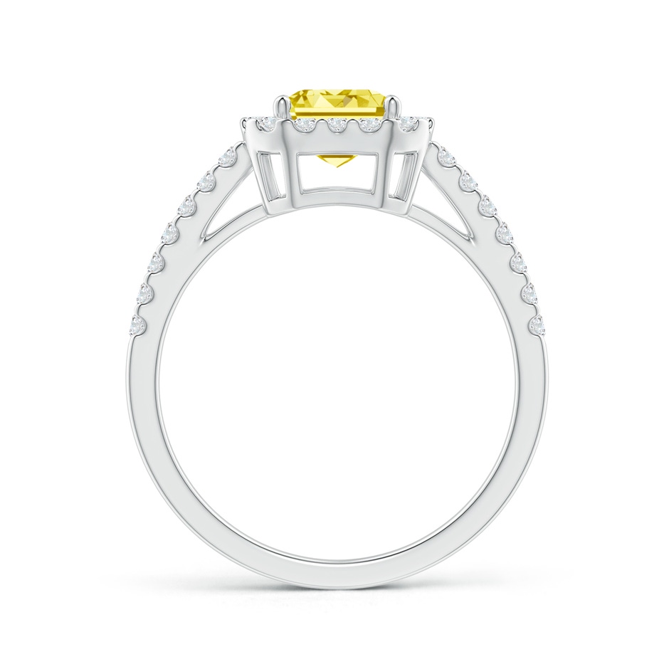 6x4mm AAAA Emerald-Cut Fancy Intense Yellow Diamond Halo Ring in White Gold side 199