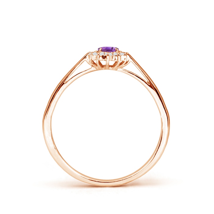 5x3mm A Princess Diana Inspired Amethyst Ring with Diamond Halo in Rose Gold side-1