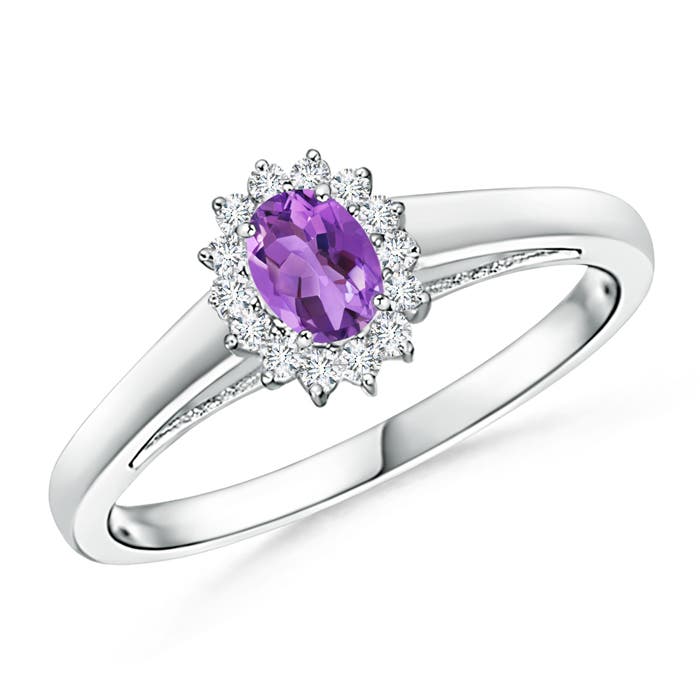 AA - Amethyst / 0.31 CT / 14 KT White Gold