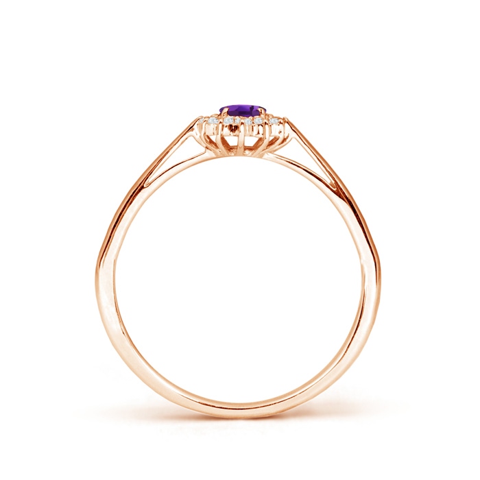 5x3mm AAAA Princess Diana Inspired Amethyst Ring with Diamond Halo in 9K Rose Gold side1