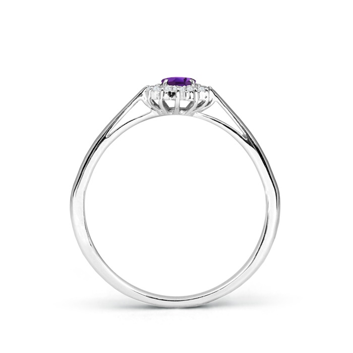 5x3mm AAAA Princess Diana Inspired Amethyst Ring with Diamond Halo in P950 Platinum side-1