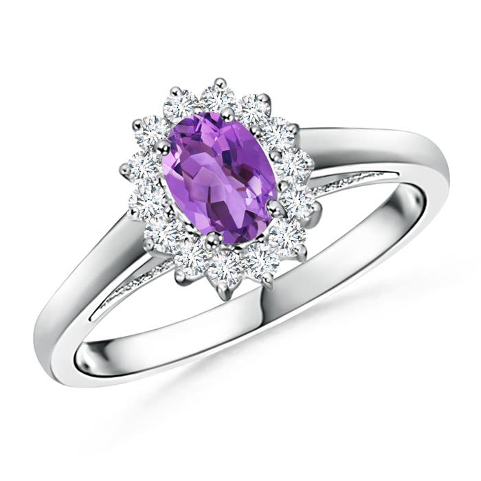 AA - Amethyst / 0.6 CT / 14 KT White Gold