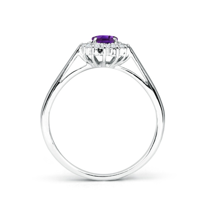 6x4mm AAAA Princess Diana Inspired Amethyst Ring with Diamond Halo in P950 Platinum side-1