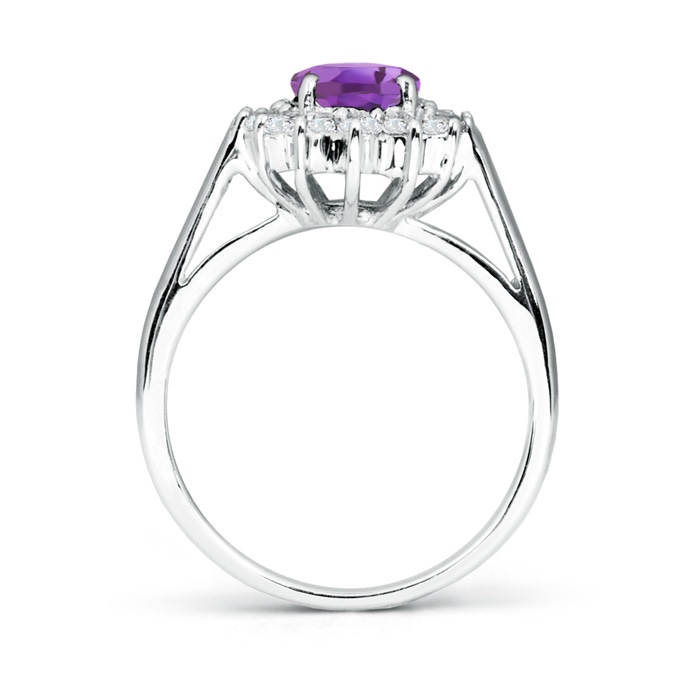 8x6mm A Princess Diana Inspired Amethyst Ring with Diamond Halo in White Gold side-1