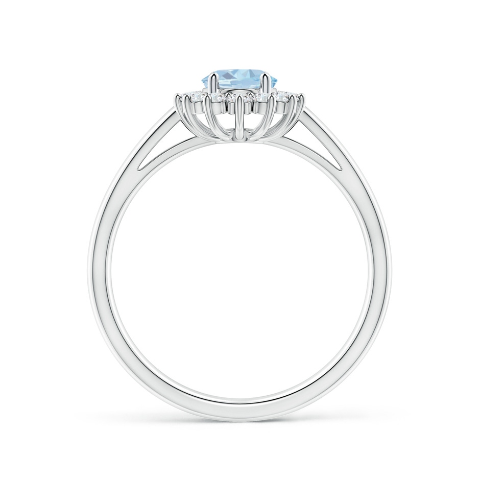 7x5mm A Princess Diana Inspired Aquamarine Ring with Diamond Halo in White Gold side 199