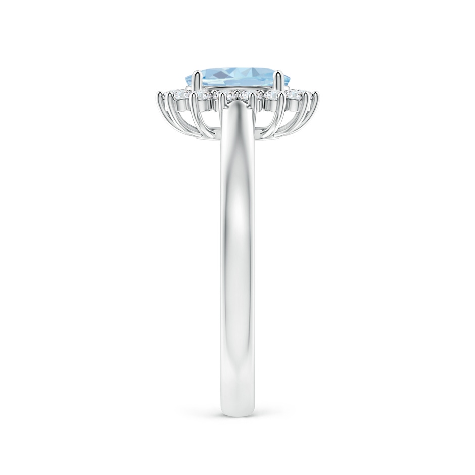 7x5mm A Princess Diana Inspired Aquamarine Ring with Diamond Halo in White Gold side 299