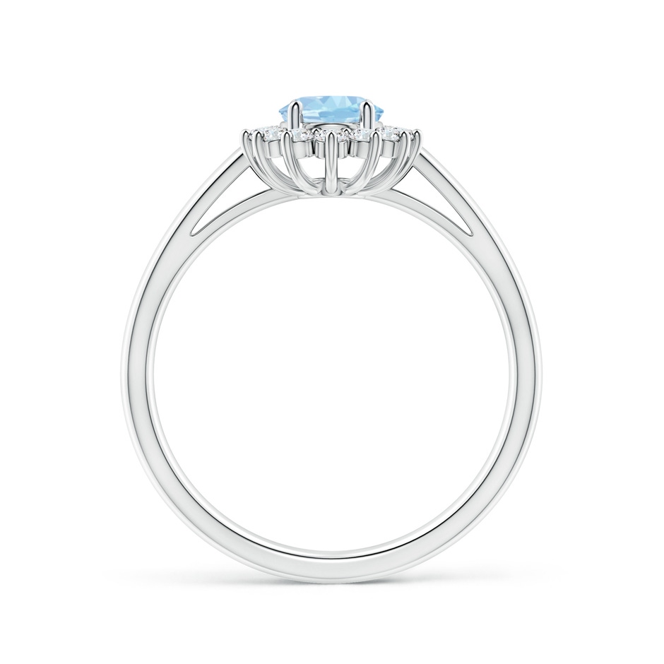 7x5mm AAA Princess Diana Inspired Aquamarine Ring with Diamond Halo in White Gold side 199