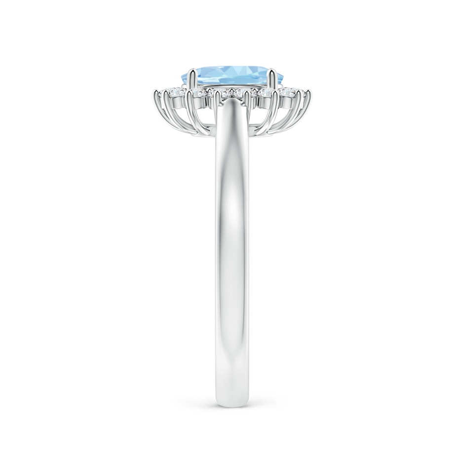 7x5mm AAA Princess Diana Inspired Aquamarine Ring with Diamond Halo in White Gold side 299
