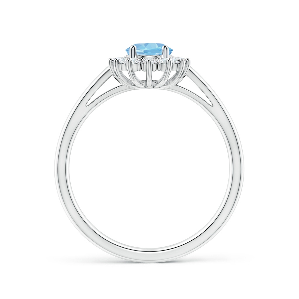 Princess Diana Inspired Aquamarine Ring with Diamond Halo | Angara