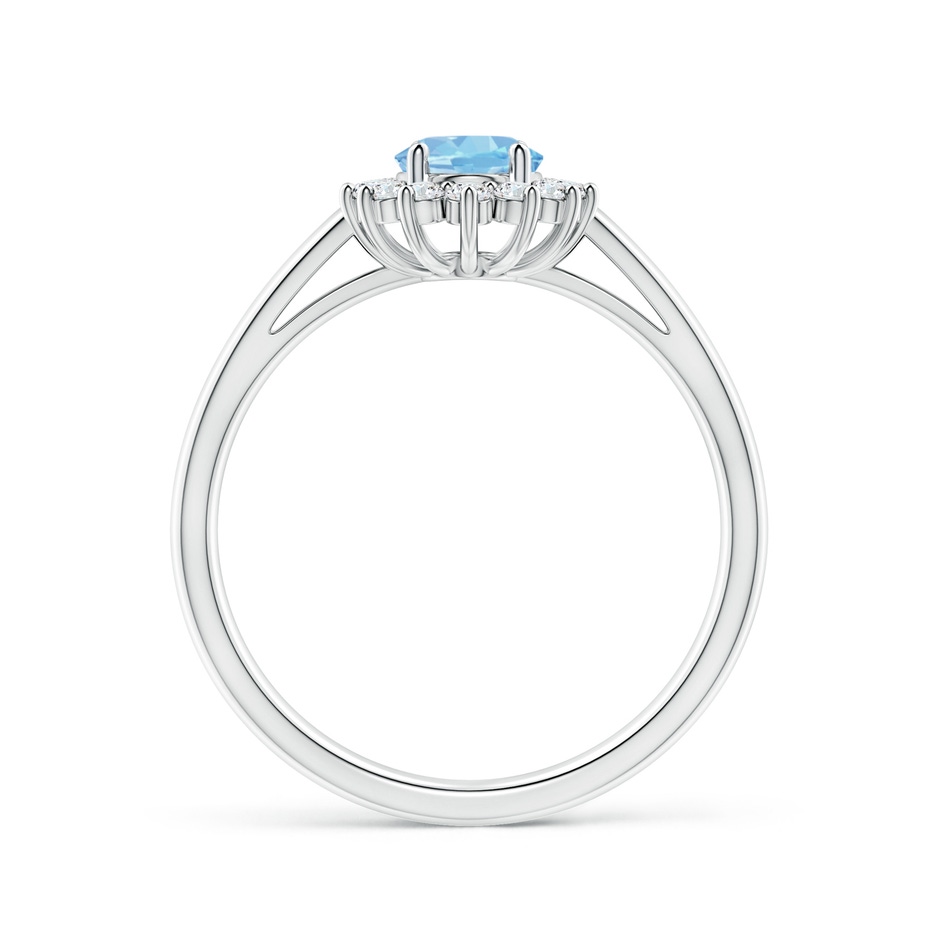 7x5mm AAAA Princess Diana Inspired Aquamarine Ring with Diamond Halo in White Gold side-1