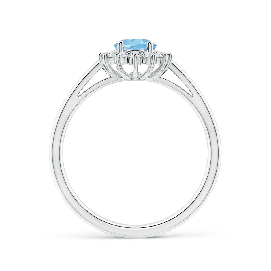 7x5mm AAAA Princess Diana Inspired Aquamarine Ring with Diamond Halo in White Gold side 199