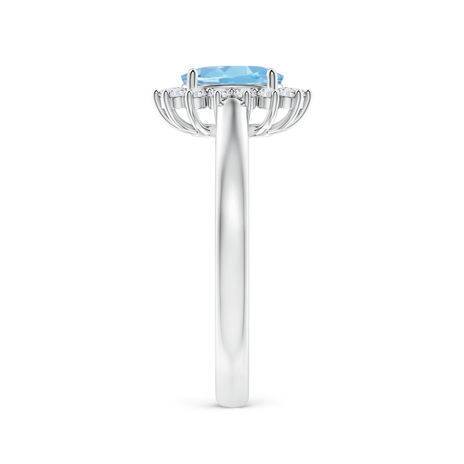 7x5mm AAAA Princess Diana Inspired Aquamarine Ring with Diamond Halo in White Gold side 299