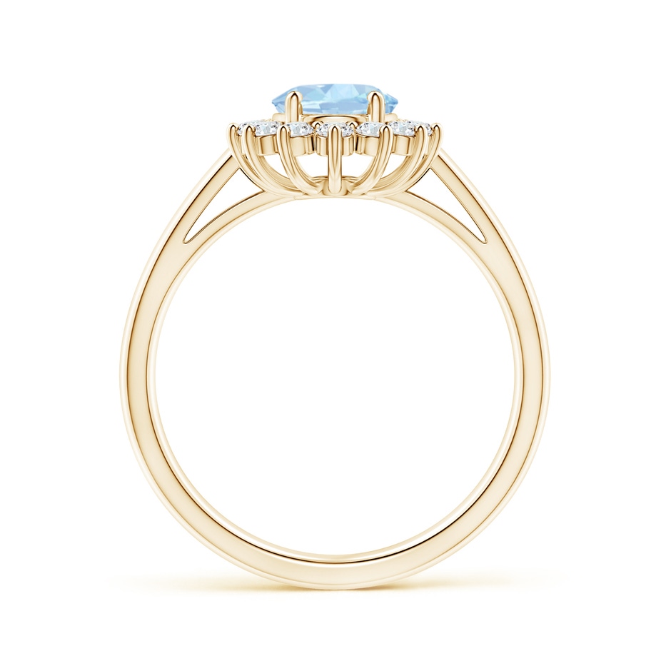 8x6mm AA Princess Diana Inspired Aquamarine Ring with Diamond Halo in 18K Yellow Gold side 199