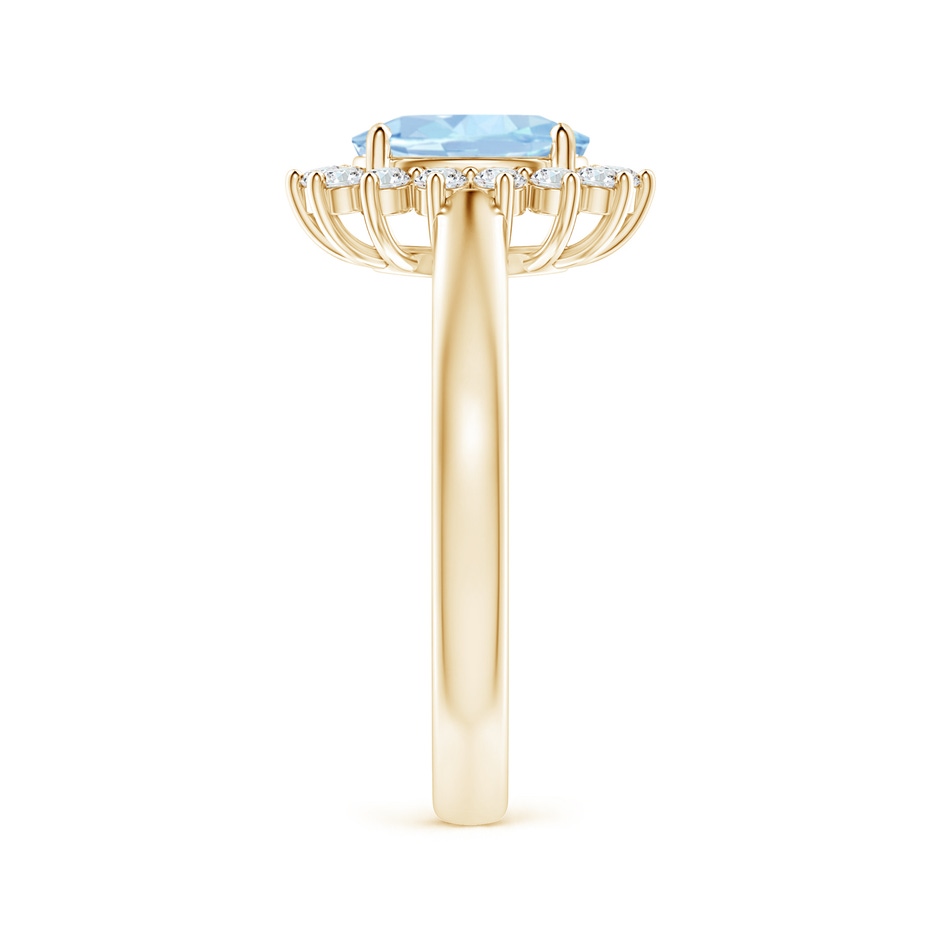 8x6mm AA Princess Diana Inspired Aquamarine Ring with Diamond Halo in 18K Yellow Gold side 299