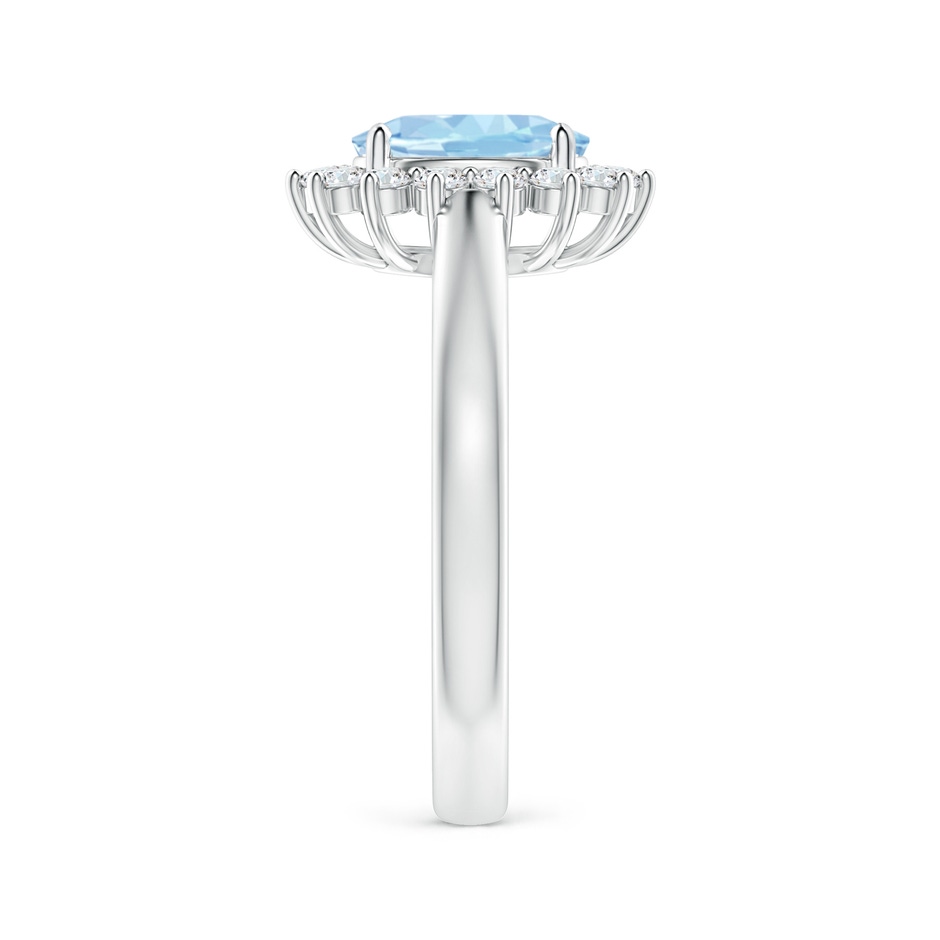 8x6mm AAA Princess Diana Inspired Aquamarine Ring with Diamond Halo in White Gold side 299