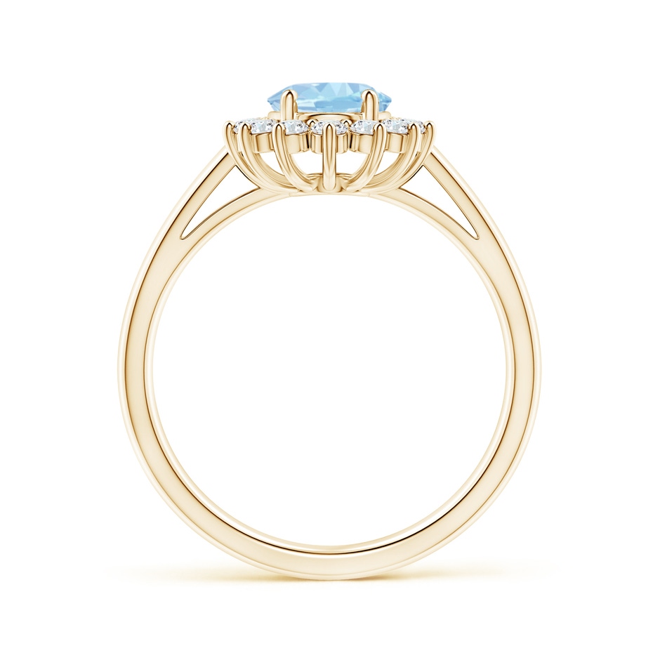 8x6mm AAA Princess Diana Inspired Aquamarine Ring with Diamond Halo in Yellow Gold side-1