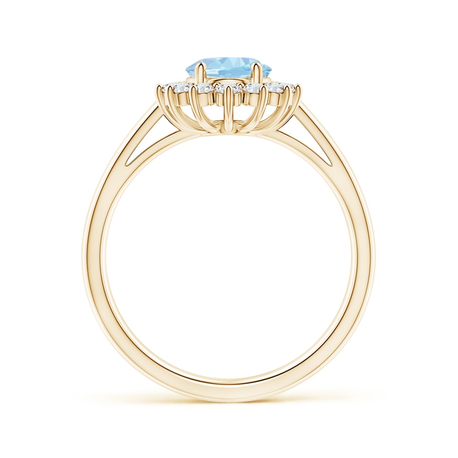 8x6mm AAA Princess Diana Inspired Aquamarine Ring with Diamond Halo in Yellow Gold side 199