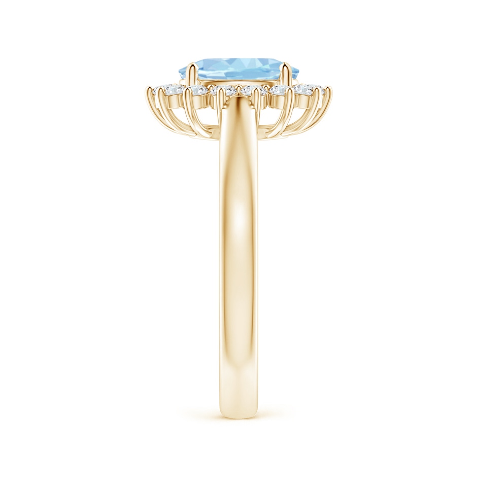 8x6mm AAA Princess Diana Inspired Aquamarine Ring with Diamond Halo in Yellow Gold side-2