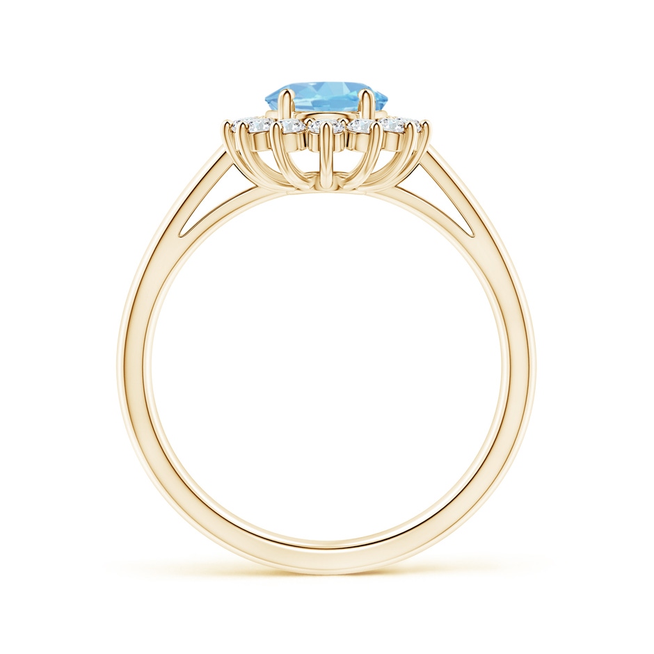 8x6mm AAAA Princess Diana Inspired Aquamarine Ring with Diamond Halo in Yellow Gold side 199