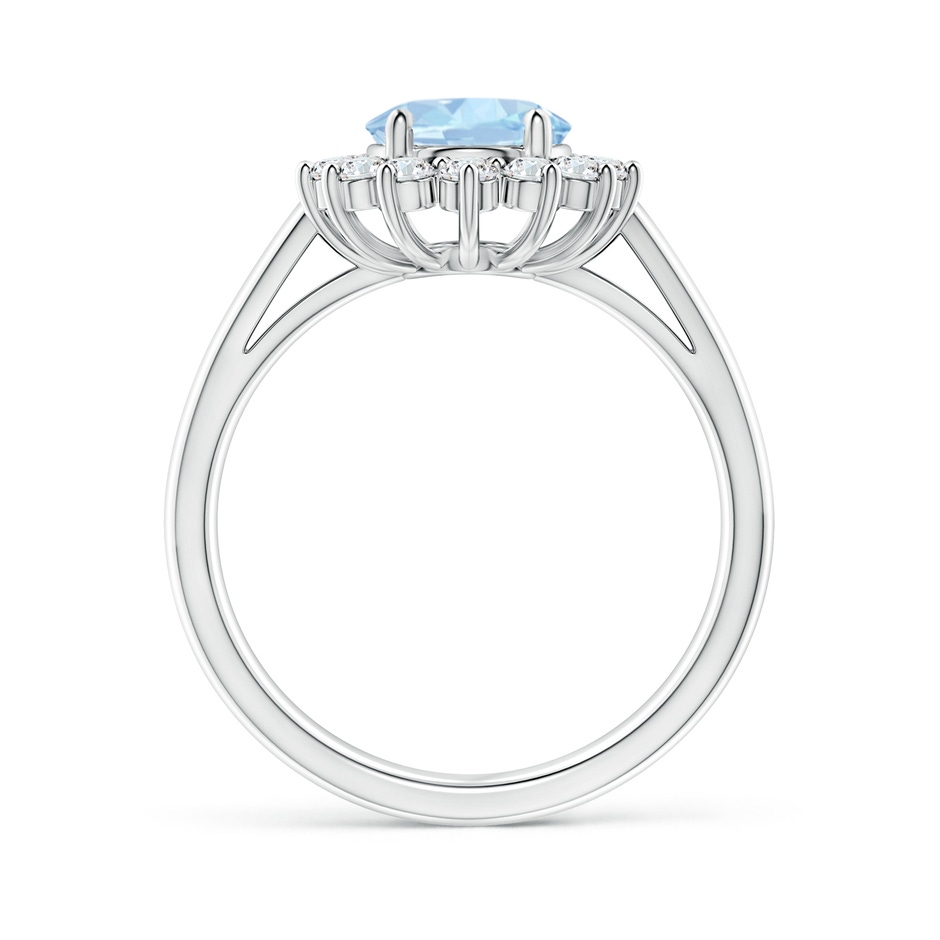 9x7mm AA Princess Diana Inspired Aquamarine Ring with Diamond Halo in 18K White Gold side 199