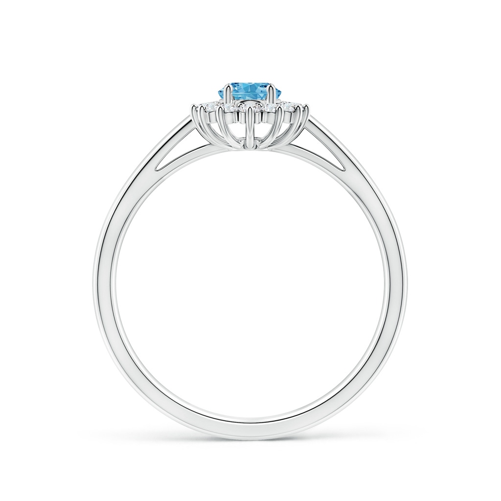 6x4mm AAAA Princess Diana Inspired Fancy Intense Blue Diamond Ring with Halo in P950 Platinum - side 199