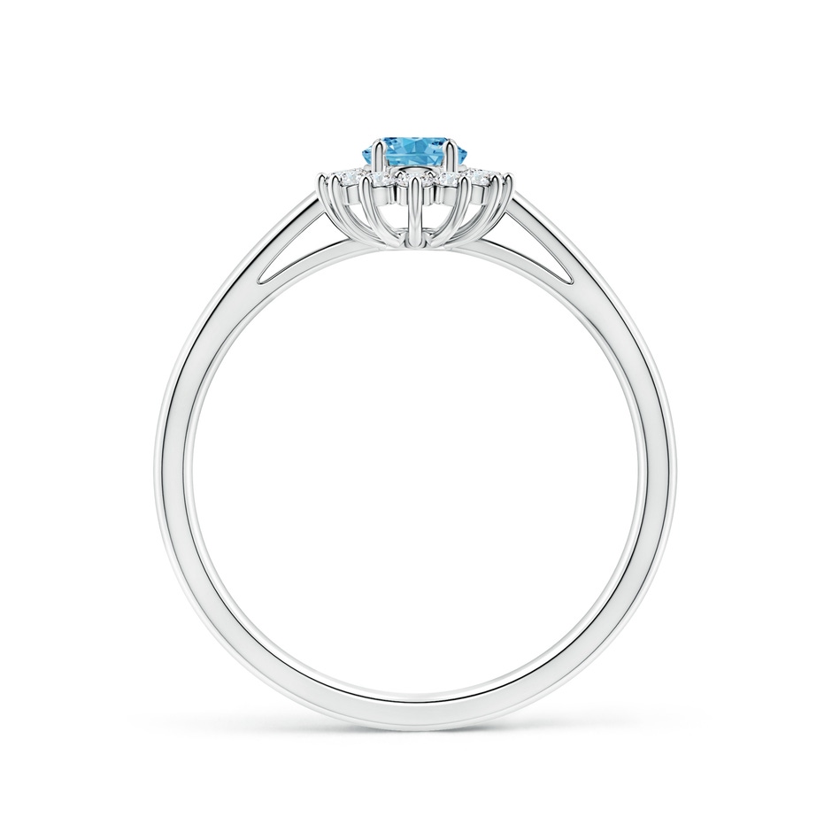 6x4mm AAAA Princess Diana Inspired Fancy Intense Blue Diamond Ring with Halo in P950 Platinum side 199