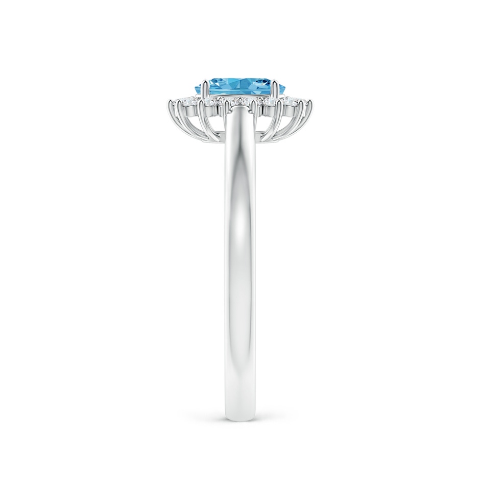 6x4mm AAAA Princess Diana Inspired Fancy Intense Blue Diamond Ring with Halo in P950 Platinum side 299