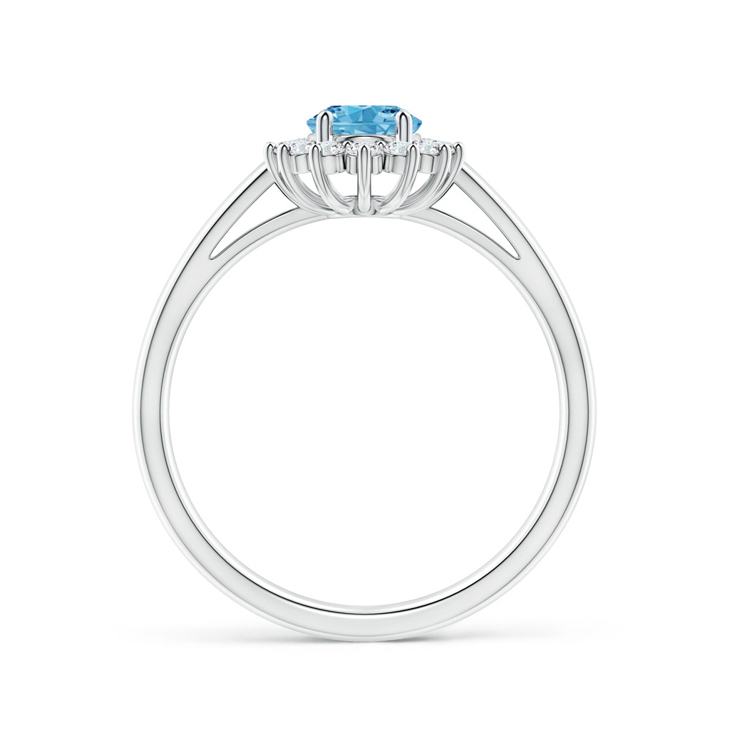 7x5mm AAAA Princess Diana Inspired Fancy Intense Blue Diamond Ring with Halo in White Gold - side 199