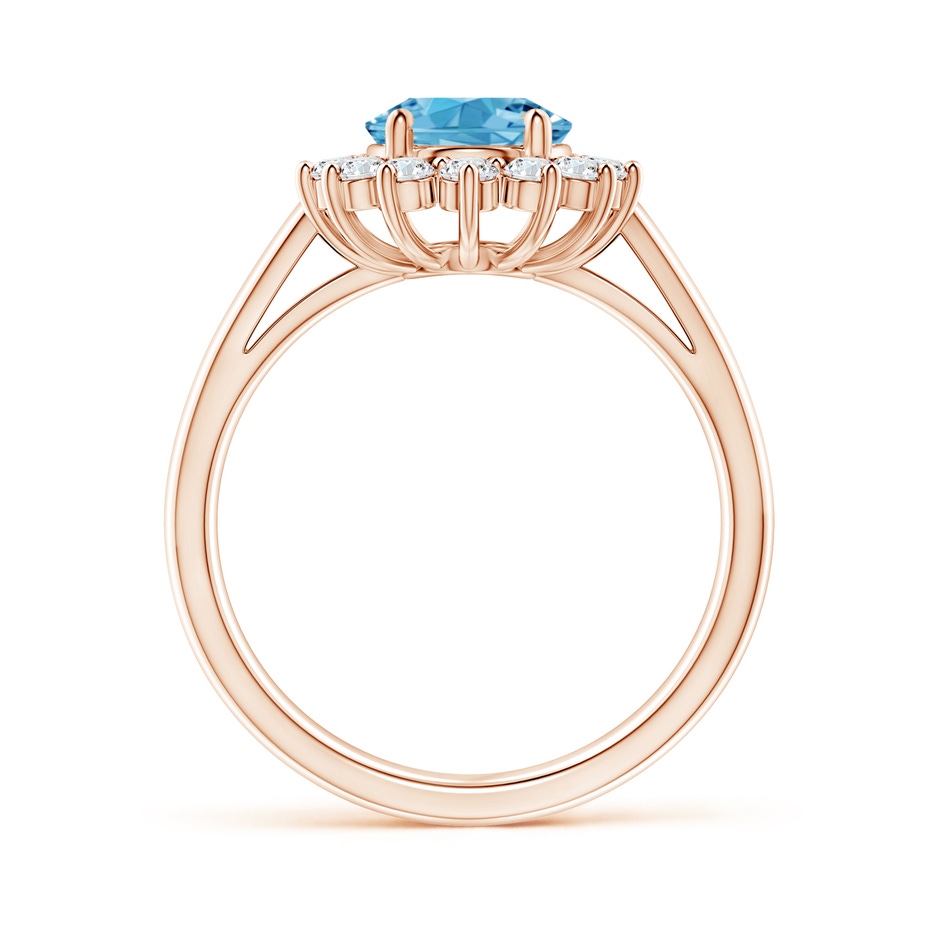 9x7mm AAAA Princess Diana Inspired Fancy Intense Blue Diamond Ring with Halo in Rose Gold side 199