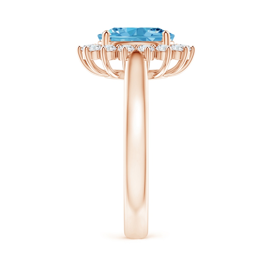 9x7mm AAAA Princess Diana Inspired Fancy Intense Blue Diamond Ring with Halo in Rose Gold side 299
