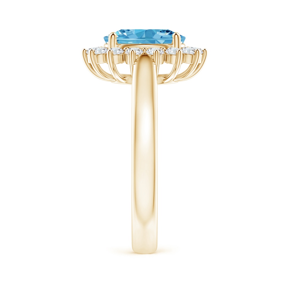 9x7mm AAAA Princess Diana Inspired Fancy Intense Blue Diamond Ring with Halo in Yellow Gold side 299