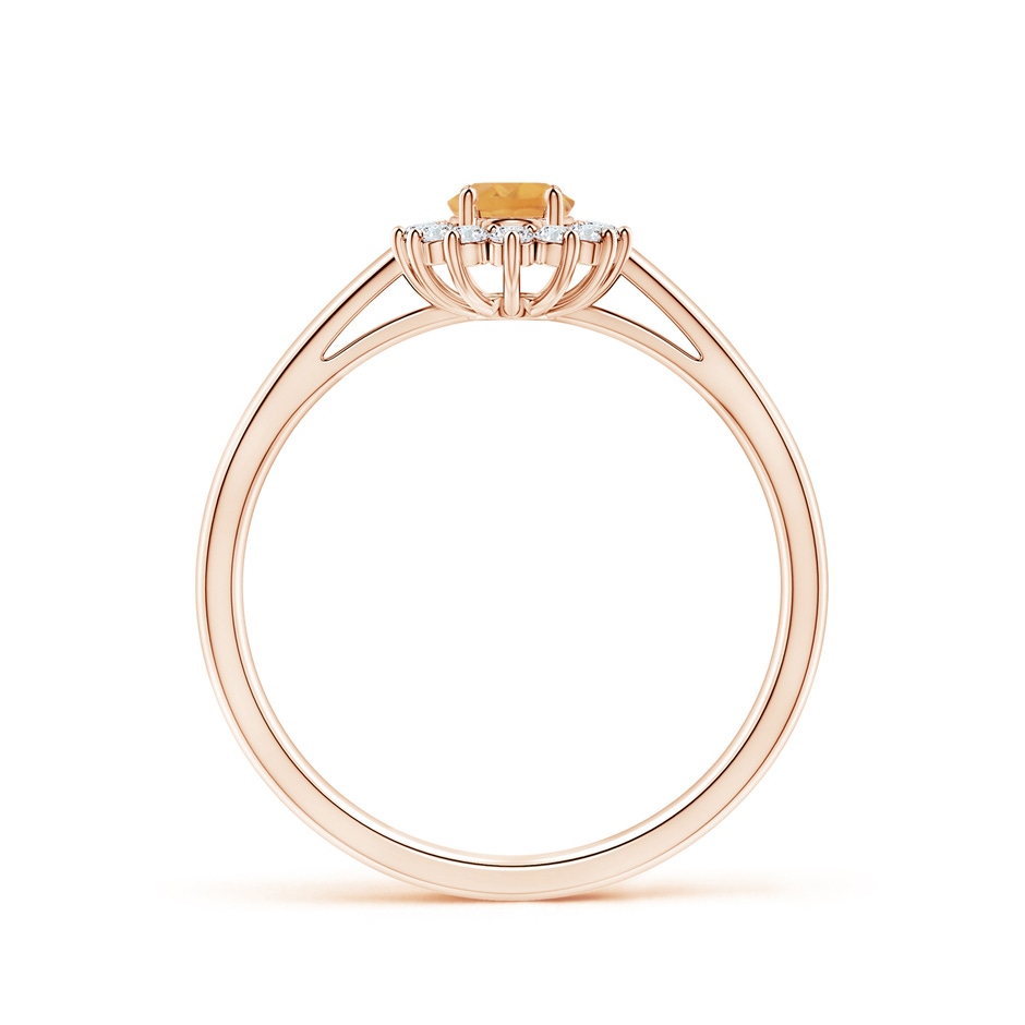 5x3mm A Princess Diana Inspired Citrine Ring with Diamond Halo in Rose Gold side-1