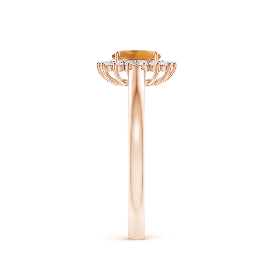 5x3mm A Princess Diana Inspired Citrine Ring with Diamond Halo in Rose Gold side-2