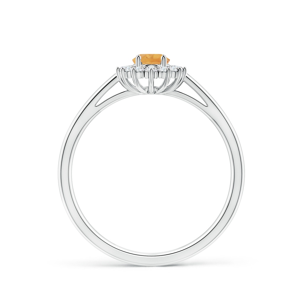 5x3mm A Princess Diana Inspired Citrine Ring with Diamond Halo in White Gold - side_1