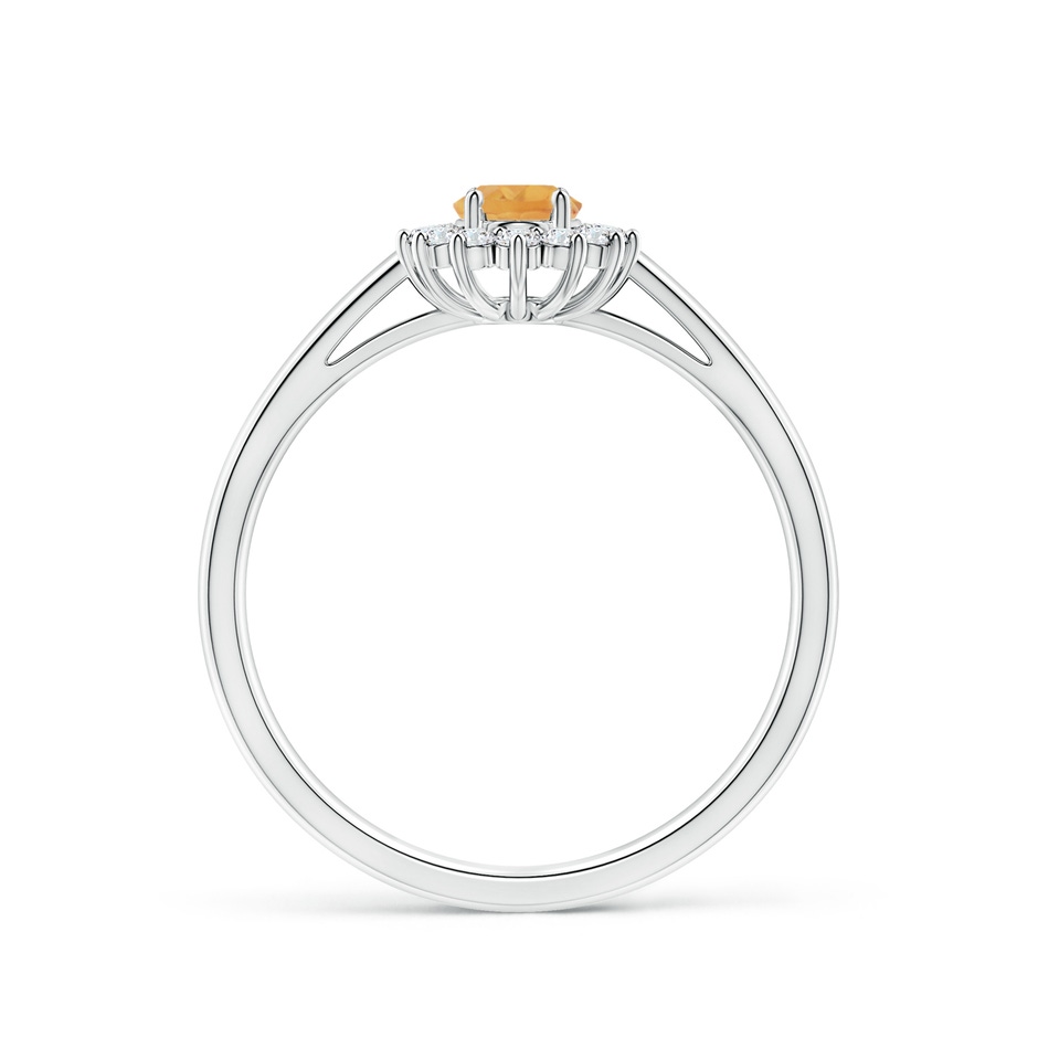 5x3mm A Princess Diana Inspired Citrine Ring with Diamond Halo in White Gold side-1