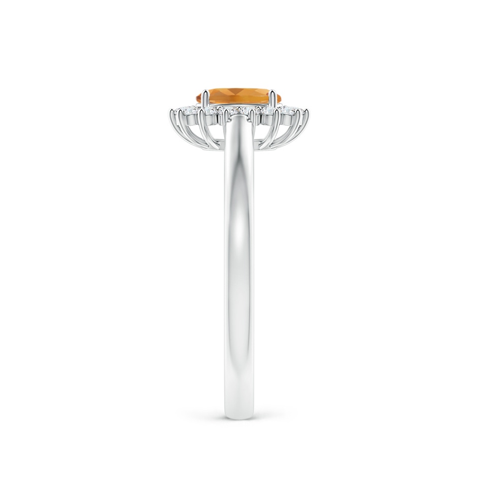 5x3mm A Princess Diana Inspired Citrine Ring with Diamond Halo in White Gold side-2