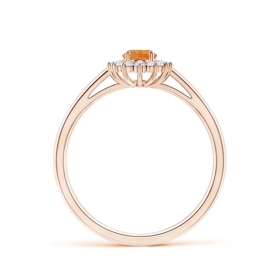 5x3mm AA Princess Diana Inspired Citrine Ring with Diamond Halo in Rose Gold side-1