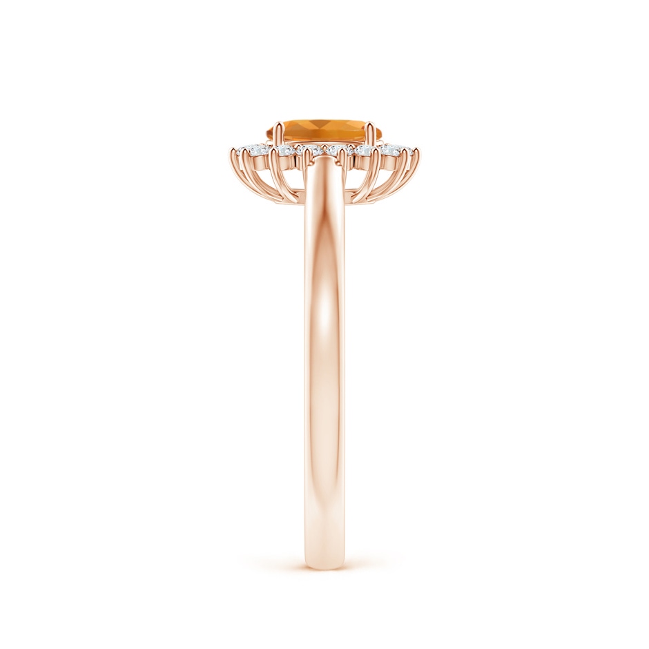 5x3mm AA Princess Diana Inspired Citrine Ring with Diamond Halo in Rose Gold side-2