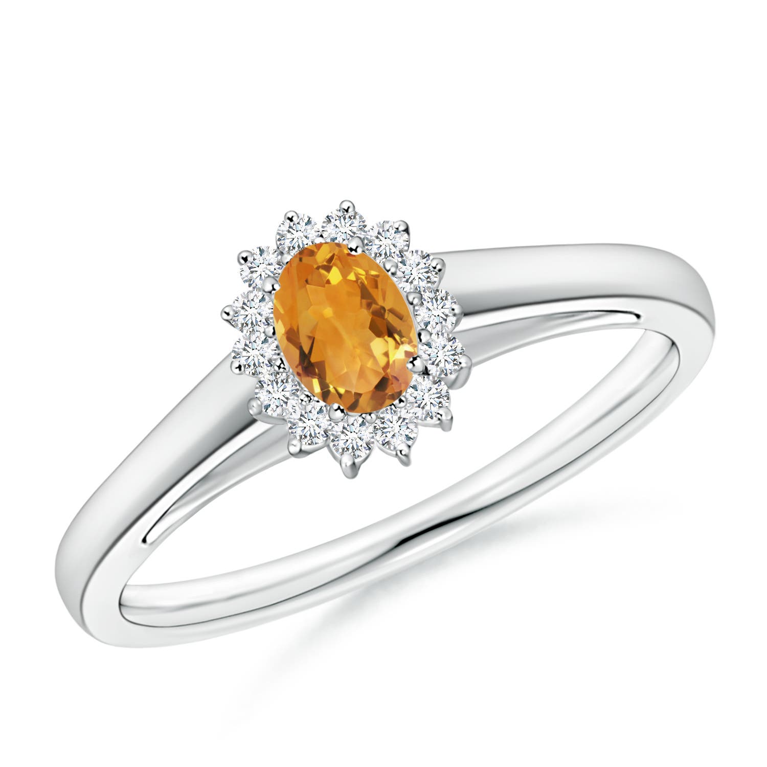 AA - Citrine / 0.32 CT / 14 KT White Gold