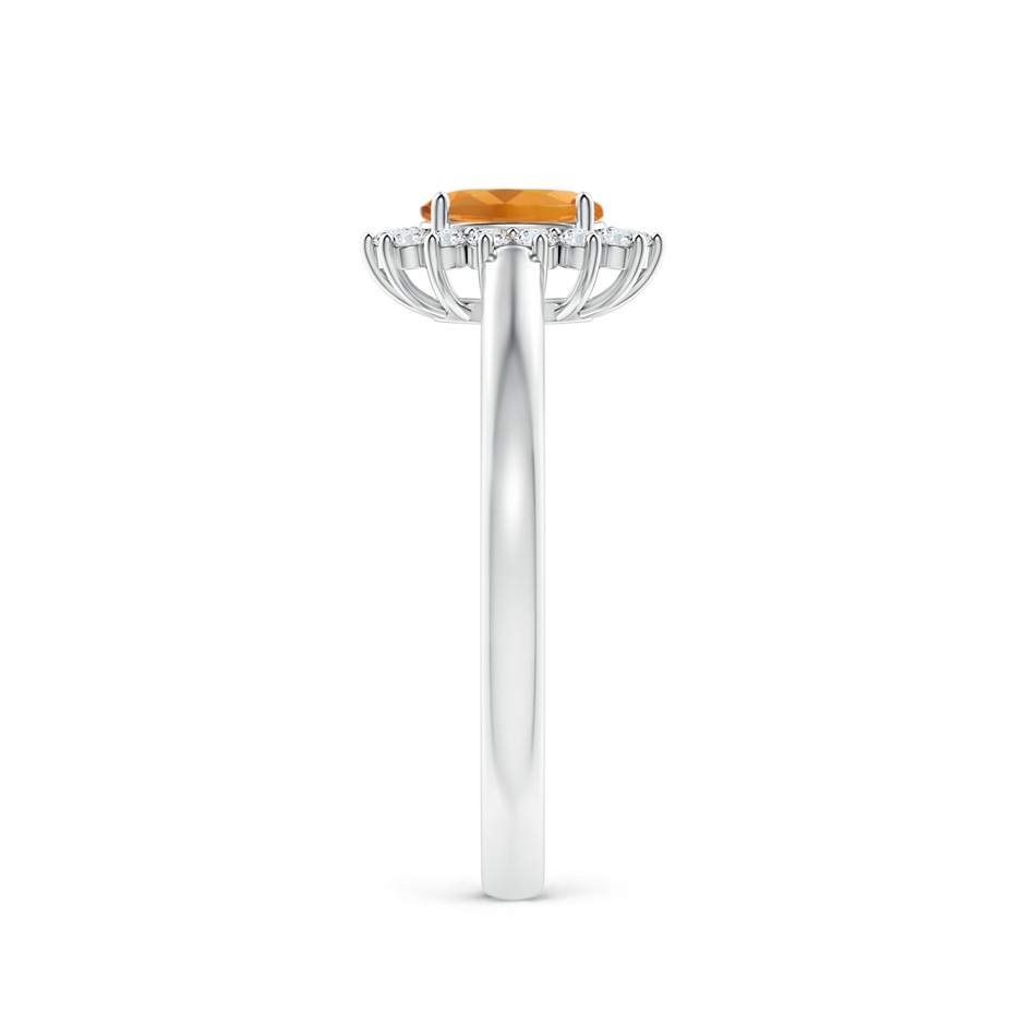 5x3mm AA Princess Diana Inspired Citrine Ring with Diamond Halo in White Gold side-2