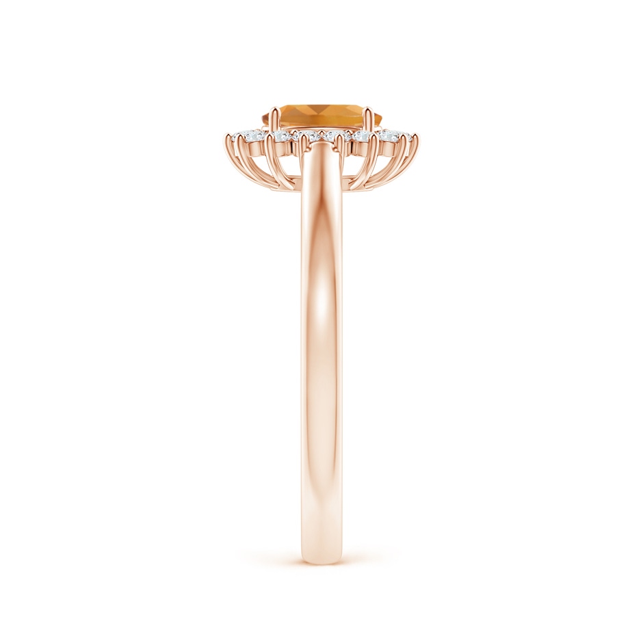 6x4mm A Princess Diana Inspired Citrine Ring with Diamond Halo in Rose Gold side-2