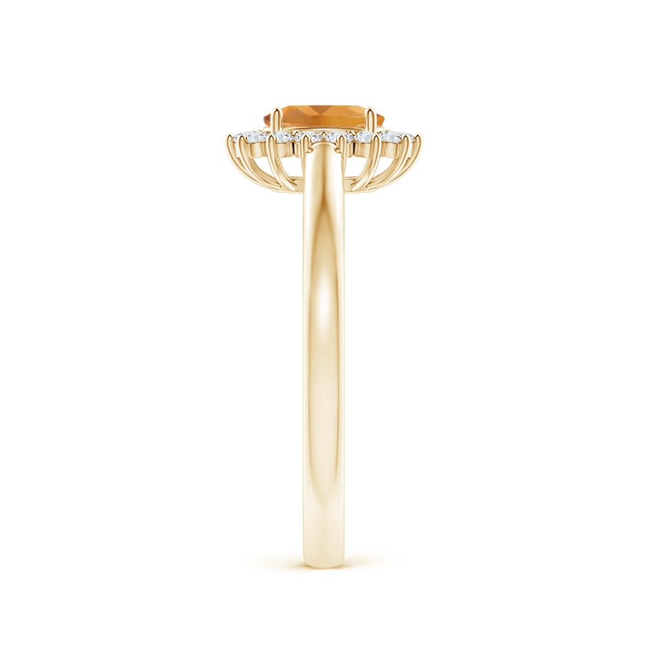 6x4mm A Princess Diana Inspired Citrine Ring with Diamond Halo in Yellow Gold side-2