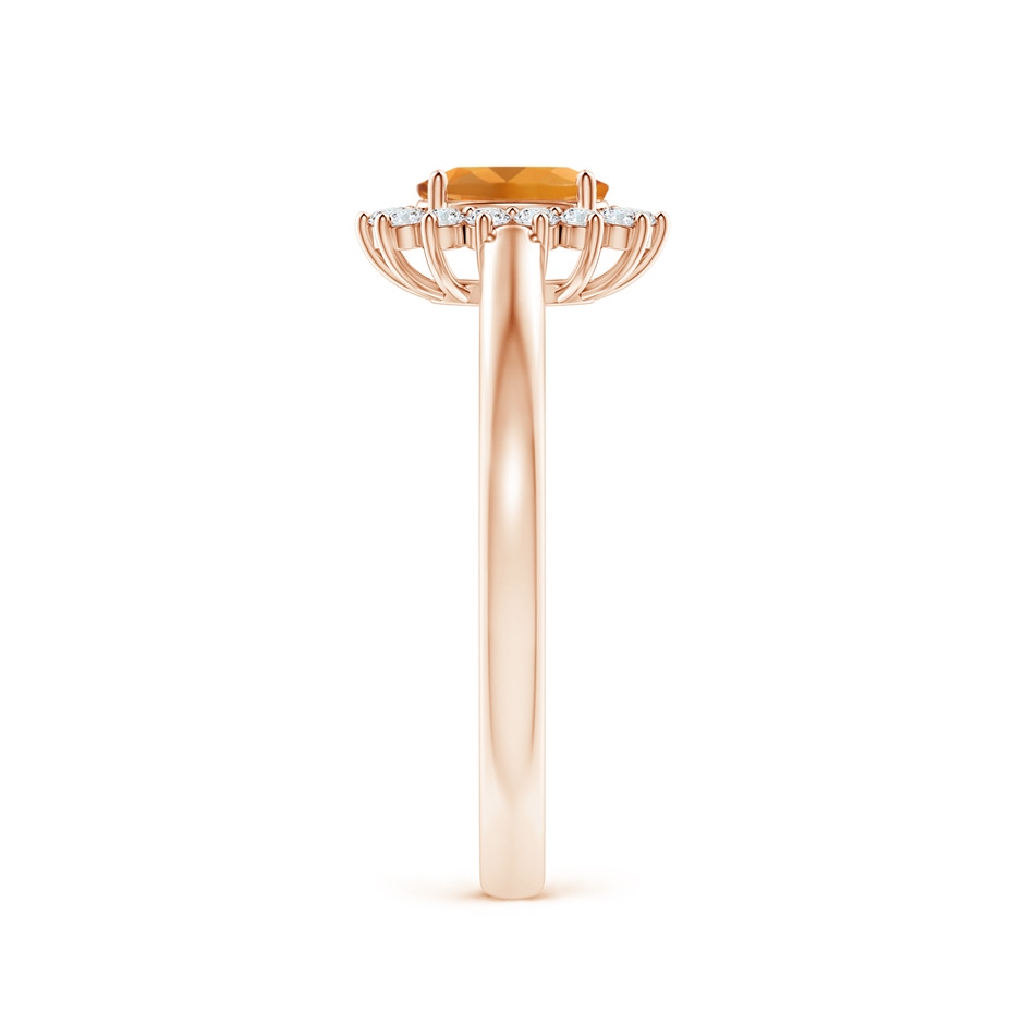 6x4mm AA Princess Diana Inspired Citrine Ring with Diamond Halo in Rose Gold side-2