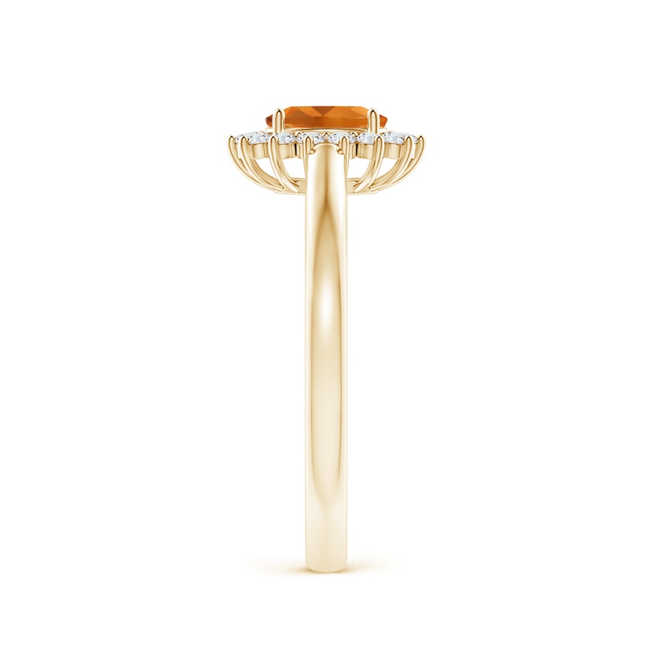 6x4mm AAA Princess Diana Inspired Citrine Ring with Diamond Halo in Yellow Gold side-2